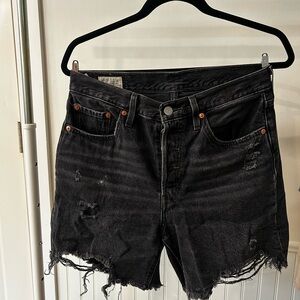Levi's Black Distressed Jean Shorts
